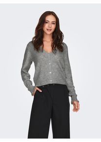 Jacqueline de Yong Strickjacke JDY "JDYLETTY L/S V-NECK STRUC CARDI KNT NOOS", Damen, Gr. XL, grau (light grau melange), Strick, Obermaterial: 64% Polyacryl, 36% Polyester, unifarben, h&uuml;ftlang, V-Ausschnitt, Strickjacken Strickjacke