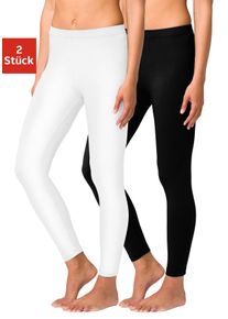 Leggings Vivance ACTIVE, Damen, Gr. 44/46, N-Gr, schwarz-wei&szlig; (wei&szlig;, schwarz), Single Jersey, Obermaterial: 95% Baumwolle, 5% Elasthan, unifarben, Basic, Basic lang, Hosen Leggings, mit Gummibund, Loungewear, Topseller