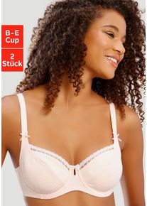 B&uuml;gel-BH Petite Fleur, Damen, Gr. 80, Cup D, rosa (puder, wei&szlig;), Jersey, Obermaterial: 79% Baumwolle, 8% Polyamid, 8% Polyester, 5% Elasthan, BHs B&uuml;gel-BH, aus Baumwolljacquard im Dirndl-Schnitt, Dessous