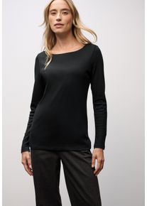Langarmshirt Street One "Style Lanea", Damen, Gr. 42, schwarz, Jersey, Obermaterial: 50% Baumwolle, 50% Modal. Futter: 100% Baumwolle, unifarben, regular fit normal, U-Boot-Ausschnitt, angesetztes B&uuml;ndchen, Shirts Langarmshirt, mit U-Boot Ausschnitt, Topseller