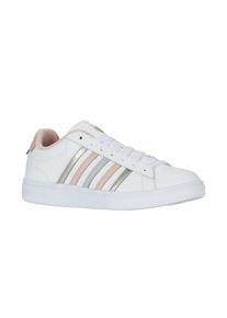 Sneaker K-Swiss "COURT TIEBREAK II", Damen, Gr. 40, wei&szlig; (wei&szlig;, cameo rose, wei&szlig;), Leder, Schuhe Sneaker