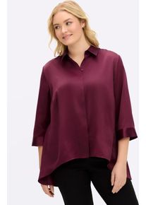 Longbluse sheego, Damen, Gr. 58, bordeaux, 100% Polyester, unifarben, V-Ausschnitt, Blusen Longbluse