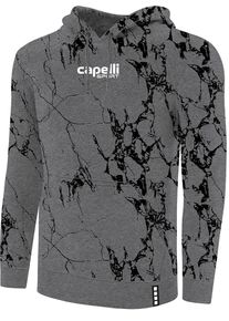 Hoodie CAPELLI SPORT, Herren, Gr. S, grau (schwarz erdgrau), Obermaterial: 80% Baumwolle, 20% Polyester, gemustert, gerade, ohne Ausschnitt, angesetztes B&uuml;ndchen, Sweatshirts Hoodie, K&auml;ngurutasche f&uuml;r kleine Gegenst&auml;nde vorn