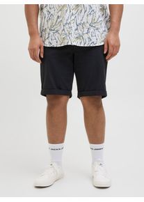 Jack & Jones PlusSize Chinoshorts "JPSTDAVE JJCHINO SHORTS SN AKM PLS", Herren, Gr. 46 (6XL), N-Gr, blau (schwarz navy), Web, Obermaterial: 98% Baumwolle, 2% Elasthan, JACK & JONES PLUSSIZE, unifarben, regular fit knielang, Hosen Chinoshorts