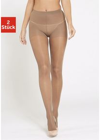 St&uuml;tzstrumpfhose Lascana, Damen, Gr. 2 (40/42), beige (diamant), Obermaterial: 87% Polyamid, 13% Elasthan, uni, elastisch, Strumpfhosen St&uuml;tzstrumpfhose, mit Formeffekt