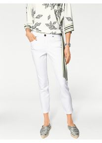 R&ouml;hrenjeans Heine, Damen, Gr. 46, Normalgr&ouml;&szlig;en, wei&szlig;, 72% Baumwolle, 26% Polyester, 2% Elasthan, Miedereinsatz:15% Elasthan, 85% Polyamid, unifarben, 7/8-L&auml;nge, Jeans R&ouml;hrenjeans