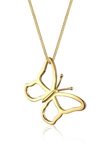 Lange Kette Elli "Halskette Schmetterling An&auml;nger Traumhaft 925 Silber" Gr. 50, gold, Halsketten, Damen, 50, ohne Stein, Silber 925 (Sterlingsilber), Lange Kette