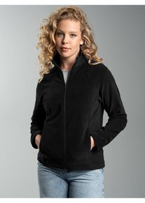 Fleecejacke TRIGEMA "TRIGEMA Taillierte Fleecejacke", Damen, Gr. M, schwarz, Fleece, 100% Polyester, lang, Jacken Fleecejacke