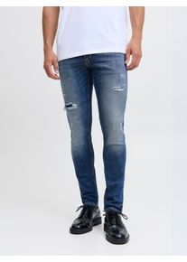 Jack & Jones Slim-fit-Jeans JACK & JONES "JJIGLENN JJCOLE GE 972 SN", Herren, Gr. 32, L&auml;nge 34, blau (blau denim), Denim/Jeans, Obermaterial: 98% Baumwolle, 2% Elasthan, Abriebeffekte, slim fit kn&ouml;chellang, Jeans Slim-fit-Jeans