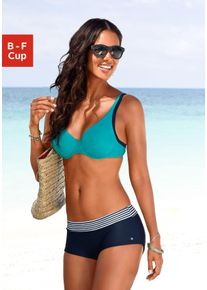 B&uuml;gel-Bikini s.Oliver, Damen, Gr. 48, Cup F, bunt (marine, t&uuml;rkis), Polyamid, gestreift, unifarben, Bikini-Sets B&uuml;gel-Bikini, im Farbmix