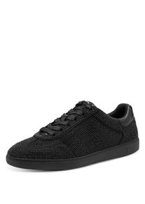 Plateausneaker Tamaris, Damen, Gr. 36, schwarz, Lederimitat, Textil, Glitzer, unifarben, Schuhe Plateausneaker, Freizeitschuh, Halbschuh, Schn&uuml;rschuh in veganer Verarbeitung