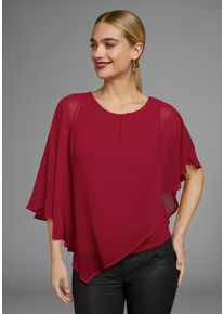 Chiffonbluse Laura Scott, Damen, Gr. 44, rot, Web, Obermaterial: 100% Polyester. Top: 95% Viskose, 5% Elasthan, unifarben, bequem h&uuml;ftlang, Rundhals, Blusen Chiffonbluse, f&uuml;r festliche Anl&auml;sse, Topseller