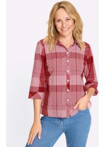 Karobluse Classic Basics, Damen, Gr. 56, rot, wei&szlig;, kariert, 50% Baumwolle, 50% Polyester, gemustert, kariert, mehrfarbig, Blusen Karobluse