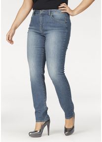 Slim-fit-Jeans Arizona "Curve-Collection", Damen, Gr. 46, N-Gr, blau (blau used), Jeans, Obermaterial: 99% Baumwolle, 1% Elasthan, Basic, schmal lang, Jeans Slim-fit-Jeans, hohe Leibh&ouml;he, Five-Pocket-Design, Zip-Fly, Topseller