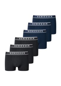 Boxershorts Schiesser "Boxershort 3PACK Shorts 6er Pack", Herren, Gr. XL, schwarz (schwarz, dunkelblau), Obermaterial: 95% Baumwolle CO. 5% Elasthan EL., Unterhosen Boxershorts