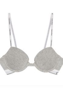 B&uuml;gel-BH "LIGHTLY LINED DEMI", Damen, Gr. 85, Cup B, grau (grau heather), Jersey, Obermaterial: 53% Baumwolle, 35% Modal, 12% Elasthan, Calvin Klein Underwear, meliert, k&ouml;rpernah, BHs B&uuml;gel-BH, mit Logoschriftzug am Tr&auml;ger