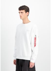 Sweatshirt Alpha Industries "Back Print Crewneck", Herren, Gr. XL, wei&szlig;, Sweatware, Obermaterial: 80% Baumwolle, 20% Polyester, bedruckt, regular fit normal, Rundhals, Rippb&uuml;ndchen, Sweatshirts Sweatshirt