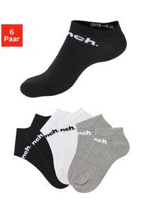 Sportsocken Bench., Damen, Gr. 35-38, schwarz-wei&szlig; (2x schwarz, 2x wei&szlig;, 2x grau, meliert), Baumwollmischung, unifarben, elastisch, Socken Sportsocken, Sneakersocken mit klassischem Logoschriftzug