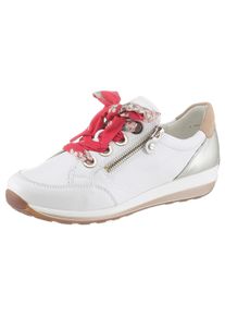 Sneaker Ara "OSAKA", Damen, Gr. 7 (41), gold (wei&szlig;, goldfarben, camelfarben), Glattleder, Ziegenveloursleder, Schuhe Sneaker, Freizeitschuh, Halbschuh, Schn&uuml;rschuh