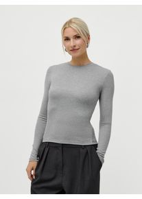 Langarmshirt LEGER "Vianne, LeGer by Lena Gercke", Damen, Gr. 42, grau melange, Jersey, Obermaterial: 95% Viskose, 5% Elasthan, regular fit normal, Rundhals, eingesetzt abgesteppte Kante, Shirts Langarmshirt, Regular fit mit Rundhalsausschnitt