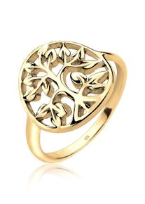 Silberring Elli "Ring Lebensbaum Floral 925er Sterling Silber" Gr. 52, gold, Fingerringe, Damen, 52, Silber 925 (Sterlingsilber), Silberring