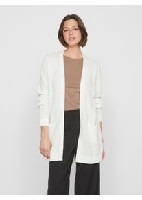 Strickjacke Vila "VIDALO L/S KNIT CARDIGAN- NOOS", Damen, Gr. XS, wei&szlig; (wei&szlig; alyssum), Strick, Obermaterial: 100% Baumwolle, unifarben, h&uuml;ftbedeckend, V-Ausschnitt, Strickjacken Strickjacke