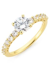 Fingerring Firetti "Schmuck Geschenk Silber 925 Silberring Verlobungsring" Gr. 59, gold (gelbgoldfarben, kristallwei&szlig;), Fingerringe, Damen, 59, Silber 925 (Sterlingsilber), 2,5mm, Fingerring, mit Zirkonia (synth.)