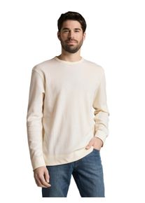 Langarmshirt Tom Tailor, Herren, Gr. M, gardenia wei&szlig;, Single Jersey, Obermaterial: 60% Baumwolle, 40% Polyester, unifarben, regular fit normal, Rundhals, Shirts Langarmshirt