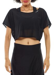 Oversize-Shirt WINSHAPE "DT106", Damen, Gr. L, schwarz (schwarz, mesh), 80% Polyester, 20% Elasthan, U-Boot-Ausschnitt, Shirts Oversize-Shirt, Mesh