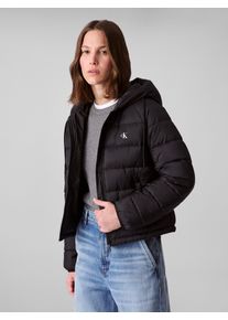 Steppjacke Calvin Klein Jeans "LIGHTWEIGHT LOGO PUFFER", Damen, Gr. XL (44), schwarz, Web, Obermaterial: 100% Polyamid, unifarben, regular fit normal, Rundhals, eingesetzt eingefasste Kante, Jacken Steppjacke, Mit Logo an der Kaputze