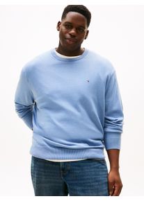 Tommy Hilfiger Big & Tall Rundhalspullover "BT-PIMA ORG CTN CASHMERE CN-B", Herren, Gr. XXL, blau (brisk blau), Strick, Obermaterial: 92% Baumwolle, 8% Kaschmir, TOMMY HILFIGER BIG & TALL, Rundhals, B&uuml;ndchen, Pullover Rundhalspullover
