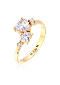 Silberring Elli "Ring Herz Zirkonia Wei&szlig; Liebe 925 Sterling Silber" Gr. 52, gold, Fingerringe, Damen, 52, Silber 925 (Sterlingsilber), Silberring