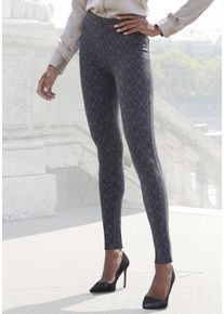 Leggings Lascana, Damen, Gr. 44/46, N-Gr, grau (anthrazit meliert), Obermaterial: 58% Polyester, 18% Polyamid, 10% Baumwolle, 9% Viskose, 5% Elasthan, figurbetont kn&ouml;chellang, Hosen Leggings, mit Ajourstrickmuster