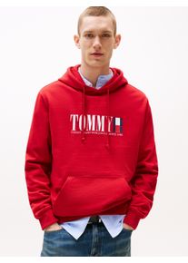 Hoodie Tommy Jeans "TJM REG RWB DNA GRAPHIC HOODIE", Herren, Gr. L, sapphire rot, Sweatware, Obermaterial: 100% Baumwolle, regular fit, Rippb&uuml;ndchen, Sweatshirts Hoodie