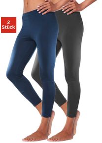 Leggings Vivance ACTIVE, Damen, Gr. 32/34, N-Gr, blau (navy, schwarz), Single Jersey, Obermaterial: 95% Baumwolle, 5% Elasthan, unifarben, Basic, Basic lang, Hosen Leggings, mit Gummibund, Loungewear, Topseller