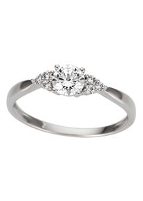 Fingerring Firetti "Schmuck Geschenk Gold 333 Damenring Goldring" Gr. 19, wei&szlig; (wei&szlig;goldfarben, kristallwei&szlig;), Fingerringe, Damen, 19, Wei&szlig;gold 333, 1,9mm, Fingerring, mit Zirkonia (synth.)