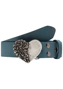 Lederg&uuml;rtel RETTUNGSRING G&Uuml;RTEL, Damen, Gr. 85, blau, Leder, unifarben, G&uuml;rtel Lederg&uuml;rtel, mit austauschbarer Schlie&szlig;e &raquo;Rosenherz Halb&laquo;