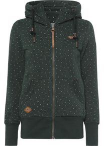 Kapuzensweatjacke Ragwear "NESKA DOTS MULTICOLOR ZIP O", Damen, Gr. XS, gr&uuml;n, Sweatware, Obermaterial: 100% Baumwolle, bedruckt, gepunktet, kontrastfarbene Details, mehrfarbig, relaxed fit Po-bedeckend, ohne Ausschnitt, Rippb&uuml;ndchen, Sweatjacken Kapuzensweatjacke, Longsleeve Jacke im Multicolor-Allover-Dots-Print-Design