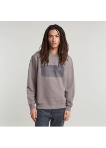 G-Star Raw Sweatshirt G-STAR "Stacked Old Skool Logo R", Herren, Gr. L, grau (elephant skin), Sweatware, Obermaterial: 58% Baumwolle, 42% Polyester, bedruckt, regular fit, Rundhals, Rippb&uuml;ndchen, Sweatshirts Sweatshirt