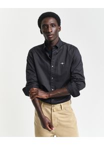 Langarmhemd Gant "Slim Fit Popeline Hemd leichte Baumwolle strapazierf&auml;hig pflegeleicht", Herren, Gr. XL, N-Gr, schwarz, Popeline, Obermaterial: 100% Baumwolle, unifarben, slim fit h&uuml;ftbedeckend, mit Knopf,&Auml;rmel mit &Auml;rmelschlitz runde 1-Knopf-Manschette, Hemden Langarmhemd, mit klassischer Logostickerei auf der Brust