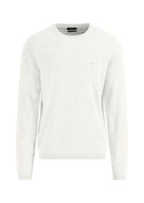 Strickpullover Fynch-Hatton, Herren, Gr. XXL, wei&szlig; (new sanftes wei&szlig;), Strick, Obermaterial: 100% Baumwolle, bestickt, unifarben, regular fit taillenbedeckt, Rundhals, gerader Abschluss, Pullover Strickpullover, mit Logo-Stickerei