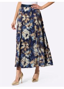 CR&Eacute;ATION L Webrock CREATION L, Damen, Gr. 46, beige (marine, champagner, bedruckt), 100% Polyester, bedruckt, gebl&uuml;mt, gemustert, mehrfarbig, lang, R&ouml;cke Webrock