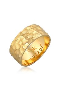 Silberring Kuzzoi "Ring Herren Geh&auml;mmert Markant Matt 925 Silber" Gr. 66, gold, Fingerringe, Damen, 66, Silber 925 (Sterlingsilber), Silberring