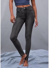 Jeansleggings Lascana, Damen, Gr. 38, N-Gr, schwarz (schwarz washed), Denim/Jeans, Obermaterial: 74% Baumwolle, 24% Polyester, 2% Elasthan, figurbetont 7/8-L&auml;nge, Jeans Jeansleggings, 7/8-L&auml;nge in Skinny-Form, Stretch-Denim, Basic, Topseller