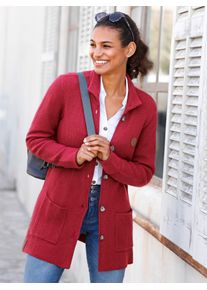 Cardigan Casual Looks, Damen, Gr. 46, rot, 50% Viskose, 28% Polyester, 22% Polyamid, unifarben, Strickjacken Cardigan