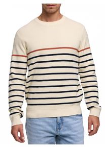 Strickpullover INDICODE "INMars", Herren, Gr. XL, vanilla, Strick, Obermaterial: 100% Baumwolle, gestreift, regular fit normal, Rundhals, B&uuml;ndchen, Pullover Strickpullover