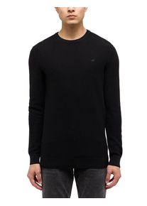 Sweatshirt Mustang "Style Elliot", Herren, Gr. XL, schwarz, Web, Obermaterial: 100% Baumwolle, unifarben, regular fit normal, Rundhals, Rippb&uuml;ndchen, Sweatshirts Sweatshirt, mit Logo Stickerei