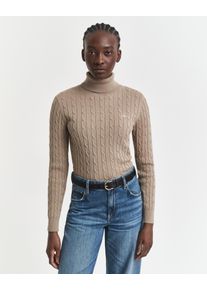 Rollkragenpullover Gant "STRETCH COTTON CABLE TURTLENECK", Damen, Gr. XXL, beige (taupe beige), Strick, Obermaterial: 88% Baumwolle, 10% Polyamid, 2% Elasthan, Rippb&uuml;ndchen, Pullover Rollkragenpullover, mit Zopfmuster