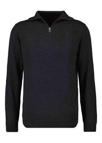 Rundhalspullover Ragman, Herren, Gr. 58, grau (anthrazit), Strick, 95% Baumwolle 5% Kaschmir, hoch geschlossener Ausschnitt, Pullover Rundhalspullover