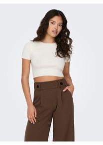 Jacqueline de Yong Kurzarmpullover JDY "JDYCIRKELINE S/S CROP TOP KNT NOOS", Damen, Gr. M, wei&szlig; (cloud dancer), Strick, Obermaterial: 80% Viskose, 20% Nylon, unifarben, Rundhals, Pullover Kurzarmpullover